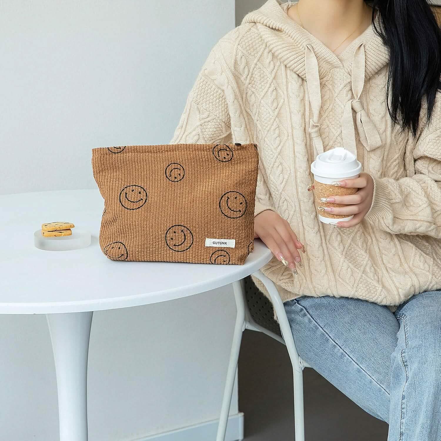 Chic Corduroy Travel Pouch for Women