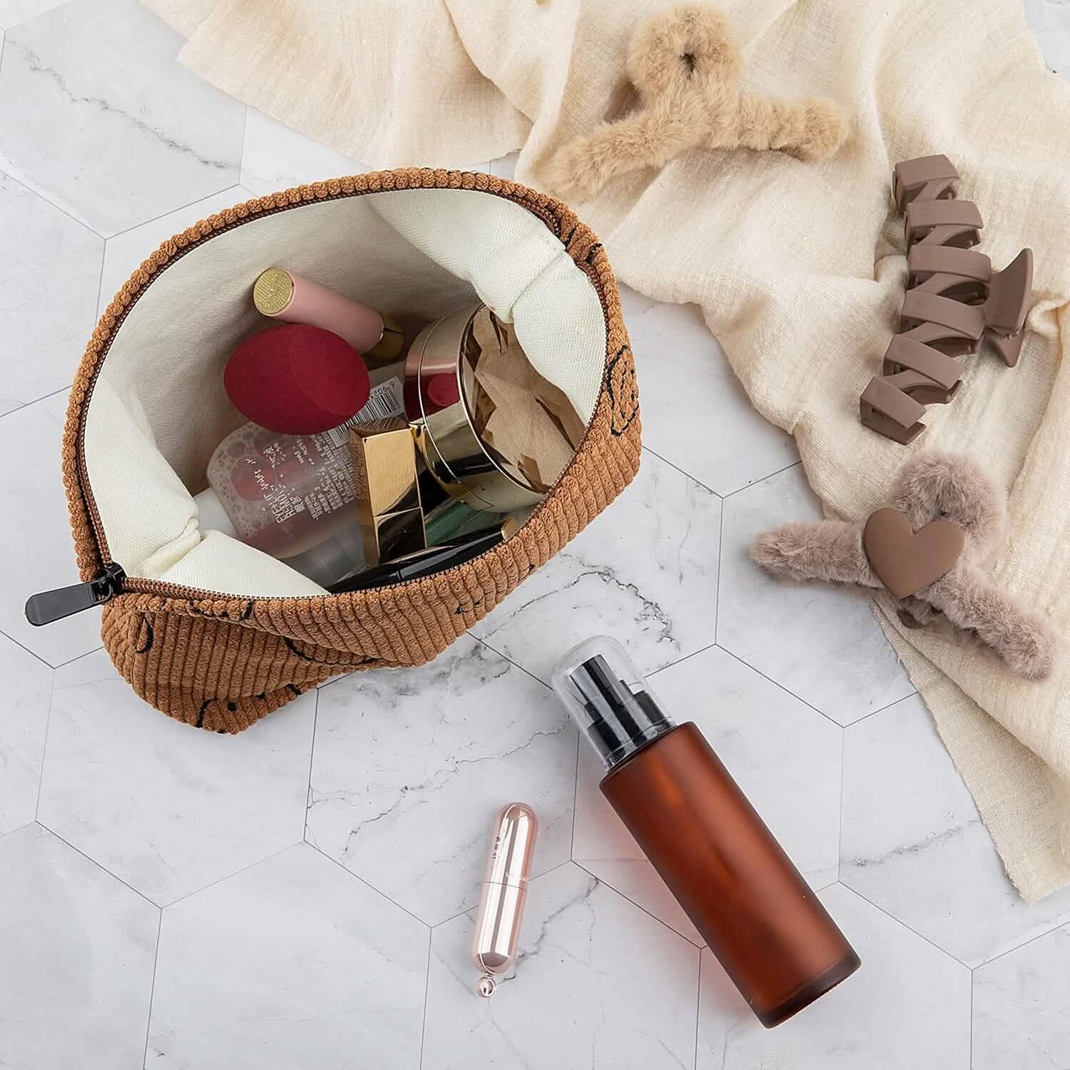 Chic Corduroy Travel Pouch for Women