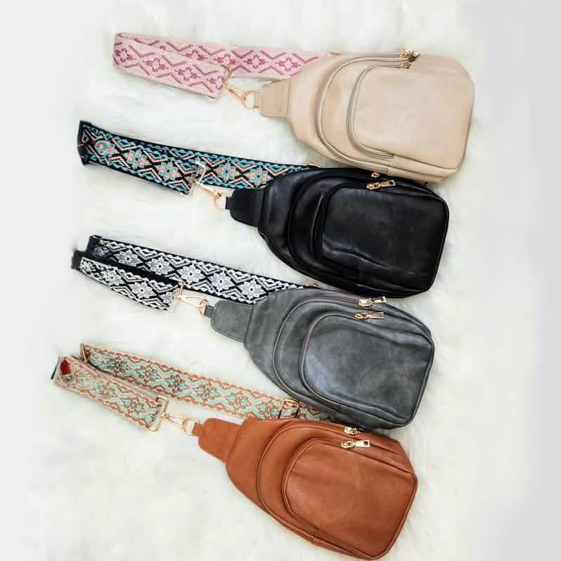 Vegan Leather Crossbody Shoulder Sling Bag with Credit Card Slots